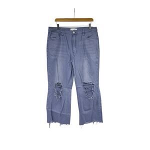 Vervet By Flying Monkey Cropped Distressed Straight Leg Purple Jeans Womens 32